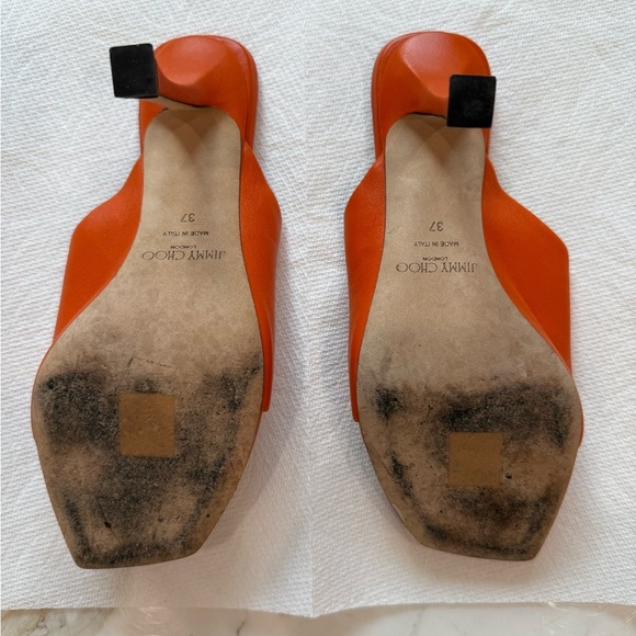 Jimmy Choo Vibrant Orange Mules - Picture 3 of 3